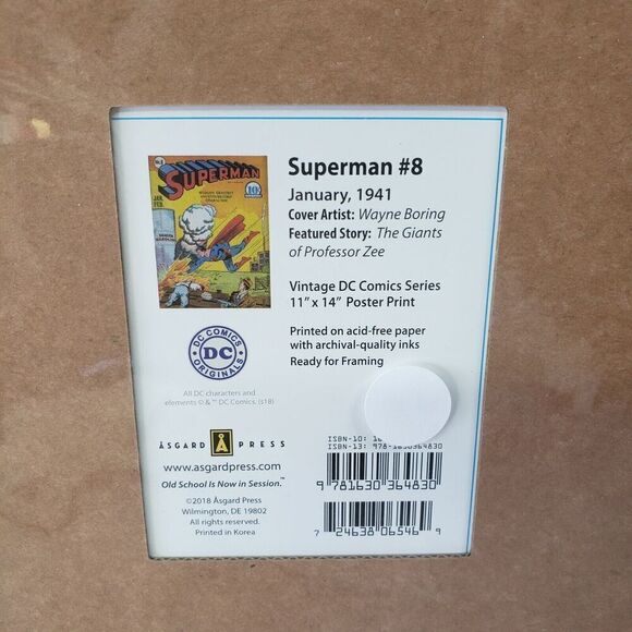 SUPERMAN #8 1941 Vintage DC Comics Series 11"X14" Poster Print - Picture 2 of 2
